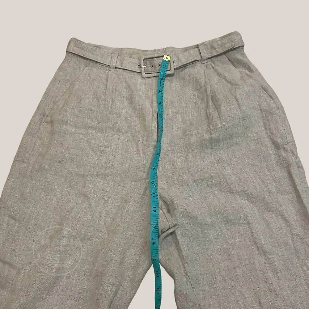 & Other Stories Linen Blend Belted Pants | Size 4 Tailored Beige NWOT, New